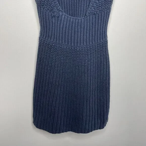 NICHOLAS Halter Dress Women XS Blue Knit Sweater Cotton Blend Mini - Picture 11 of 14